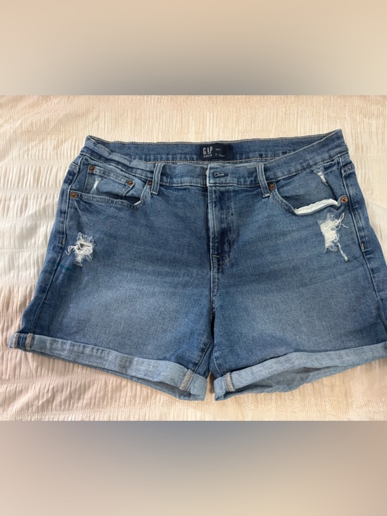 GAP Pants - GAP Distressed Rolled Hem Denim Shorts - Medium Blue